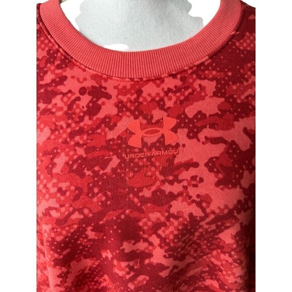Under Armour Womens Rival Fleece Sweatshirt Top Orange Camo Sz Large New $60 - Picture 4 of 10